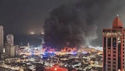 قصف على القواعد الامريكية في البحرين تحترق